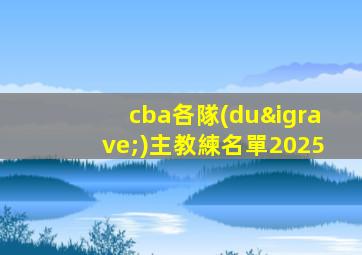 cba各隊(duì)主教練名單2025