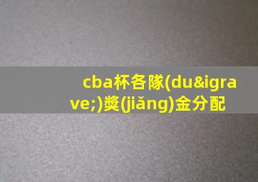 cba杯各隊(duì)獎(jiǎng)金分配
