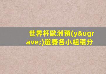 世界杯歐洲預(yù)選賽各小組積分