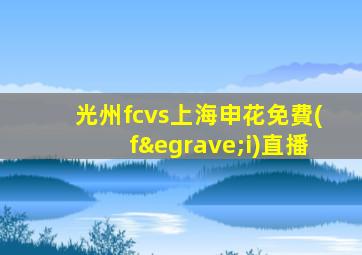 光州fcvs上海申花免費(fèi)直播