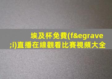 埃及杯免費(fèi)直播在線觀看比賽視頻大全