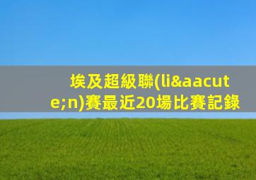 埃及超級聯(lián)賽最近20場比賽記錄
