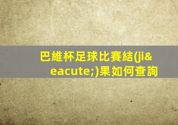 巴維杯足球比賽結(jié)果如何查詢