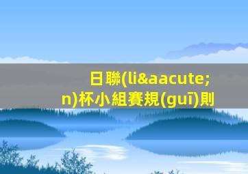 日聯(lián)杯小組賽規(guī)則