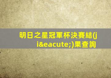 明日之星冠軍杯決賽結(jié)果查詢