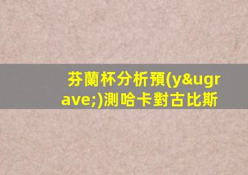 芬蘭杯分析預(yù)測哈卡對古比斯