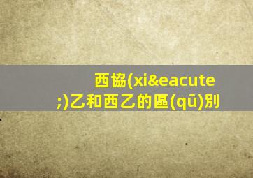 西協(xié)乙和西乙的區(qū)別