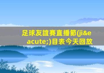 足球友誼賽直播節(jié)目表今天回放