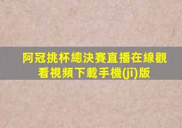 阿冠挑杯總決賽直播在線觀看視頻下載手機(jī)版